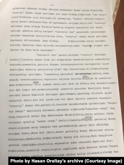 Cовет әскері кірген Ауғанстандағы соғыс туралы Азаттық радиосы эфирінен 1987 жылғы 18-19 қарашада берілген хабардың жазбасы. Хасен Оралтайдың жеке қорынан.